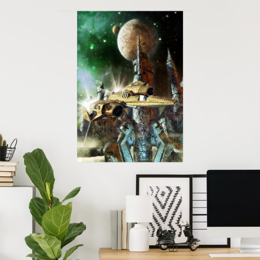 Poster Planète spatiale et alien (Bureau à domicile)