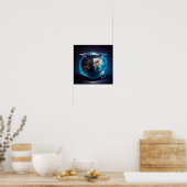 Poster Planète Terre en forme de cube - AI (Cuisine)