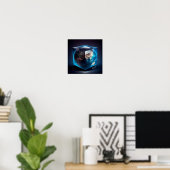 Poster Planète Terre en forme de cube - AI (Bureau à domicile)