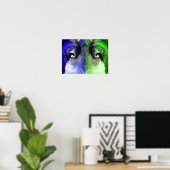 Poster planètes bleues et vertes art (Bureau à domicile)