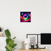Poster Planètes colorées dans l'espace (Bureau à domicile)