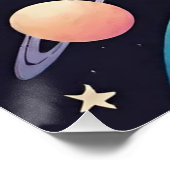 Poster Planètes couleur pastel dans l'espace sombre (Coin)