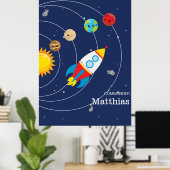 Poster Planètes du système solaire Astronaute spatial de  (Bureau à domicile)
