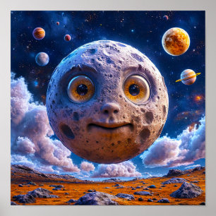 Poster Planètes lune galaxie