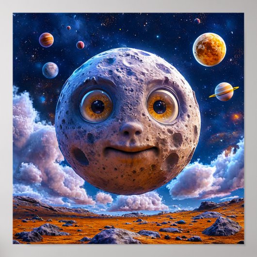 Poster Planètes lune galaxie (Devant)