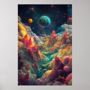 Poster Planètes psychédéliques d'un paysage Alien