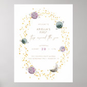 Poster Planètes spatiales - Girls Gold 1er anniversaire (Devant)