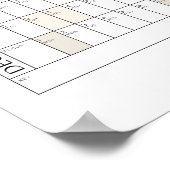 Poster Planificateur annuel 2024 Calendrier de bureau Nom (Coin)