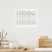 Poster Planificateur annuel 2024 Calendrier de bureau Nom (Cuisine)