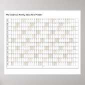 Poster Planificateur annuel 2024 Calendrier de bureau Nom (Devant)