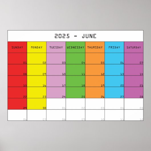 Poster planificateur de calendrier de jours de couleur ju (Devant)