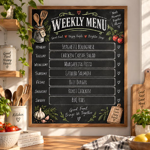 Poster Planificateur de repas hebdomadaire personnalisé M
