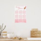 Poster Planificateur de table de mariage à bouton de rose (Cuisine)