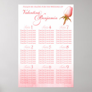 Poster Planificateur de table de mariage à bouton de rose