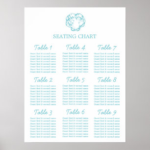 Poster Planificateur de table de mariage coquille de clam