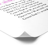 Poster Planificateur de table de mariage fuchsia violet 1 (Coin)