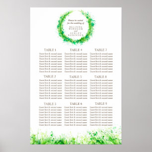 Poster Planificateur de tables de mariage avec verdure po