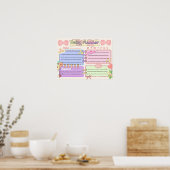 Poster planificateur quotidien kawaii coloré (Cuisine)