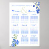 Poster Planneur de table de Mariage bleu Delphinium (Devant)