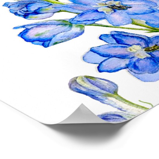 Poster Planneur de table de Mariage bleu Delphinium (Coin)