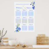 Poster Planneur de table de Mariage bleu Delphinium (Cuisine)