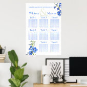 Poster Planneur de table de Mariage bleu Delphinium (Bureau à domicile)