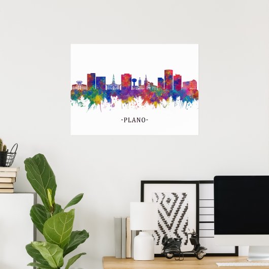 Poster Plano Texas Skyline (Bureau à domicile)