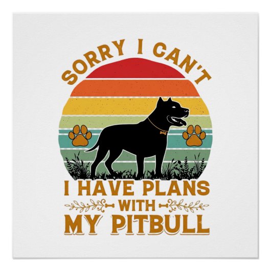 Poster Plans de boîtier Chien Pitbull Rétro Coucher de so (Devant)