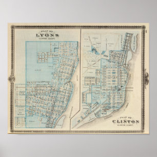 Poster Plans de Lyon et de Clinton, le comté de Clinton