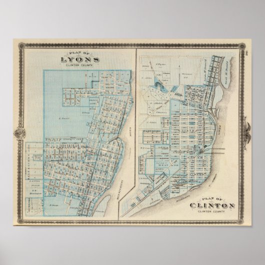 Poster Plans de Lyons et Clinton, Comté de Clinton (Devant)