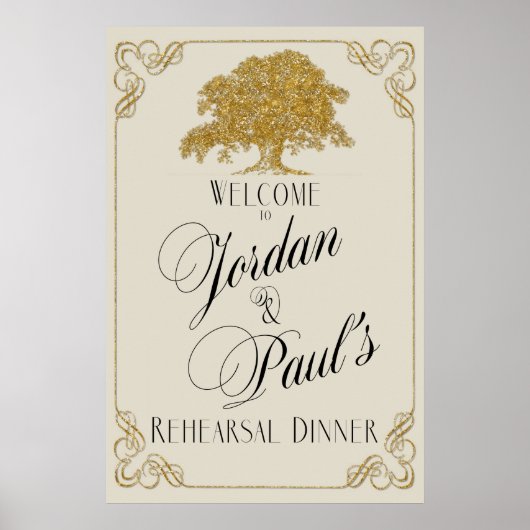 Poster Plantation de chêne dans les paillettes d'or pour (Devant)