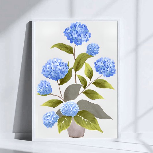 Poster Plante Blue Hydrangea | Belle aquarelle florale
