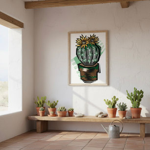 Poster Plante Cactus Dans Un Pot