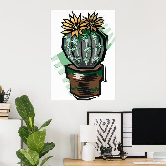 Poster Plante Cactus Dans Un Pot (Bureau à domicile)
