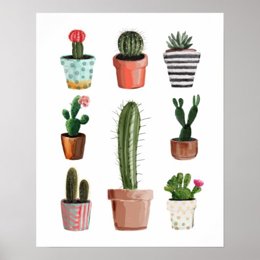 Poster Plante de Cactus aquarelle (Devant)