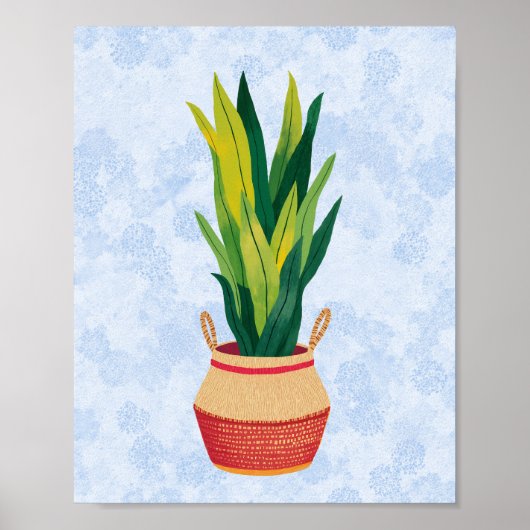 Poster Plante de serpent bleu peint (Devant)