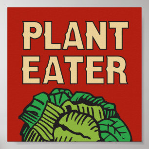 Poster Plante Eater design rétro végétalien végétarien