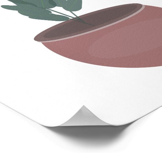 Poster Plante en Argile Pot Vert Feuille d'Art Mur (Coin)