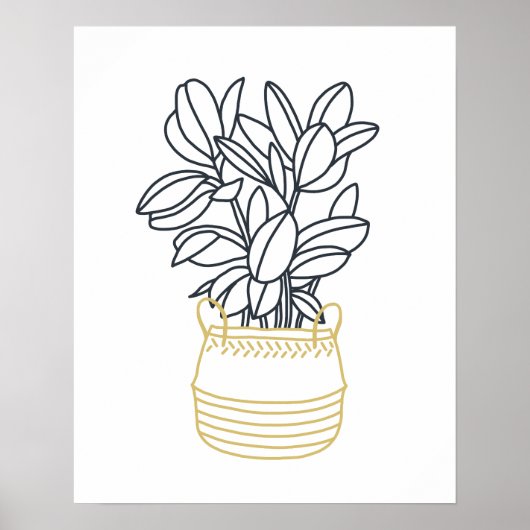 Poster Plante en pot de moutarde dorée noire minimale dan (Devant)