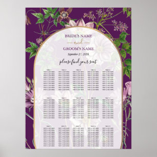 Poster Plante Florale Vert Or Mariage Carte de siège