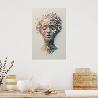 Poster plante-Humain Fusion Art Mur Abstrait