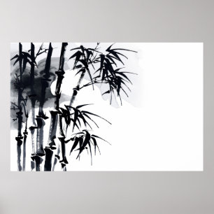 Poster Plante japonaise minimale en bambou.
