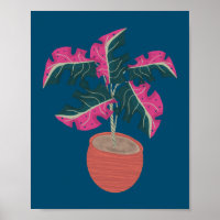 Plante Monstera Rose Dessinée à la Main