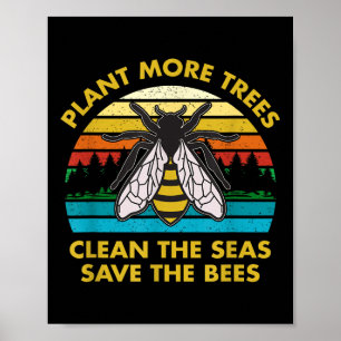 Poster Plante Plus D'Arbres Nettoyer La Mer Sauver Les Ab