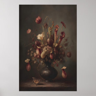 Poster Plantes à piège et floraux sauvages de papillon da