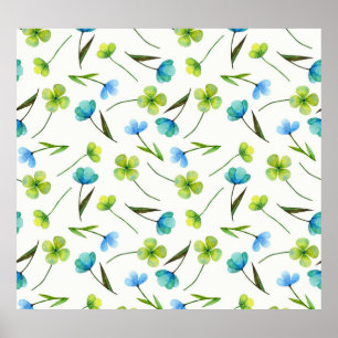 Poster Plantes aquarelle : Motif Floral sans joint.