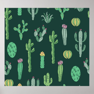 Poster Plantes de Cactus : Arrière - plan Vintage sans co