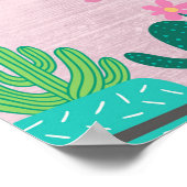 Poster Plantes de cactus cactées rustiques sud-ouest rose (Coin)