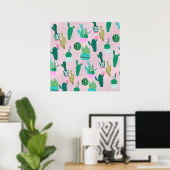 Poster Plantes de cactus cactées sud-ouest rustiques rose (Bureau à domicile)