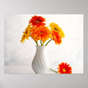 Poster Plantes de couleur de chute en Vase blanc photo